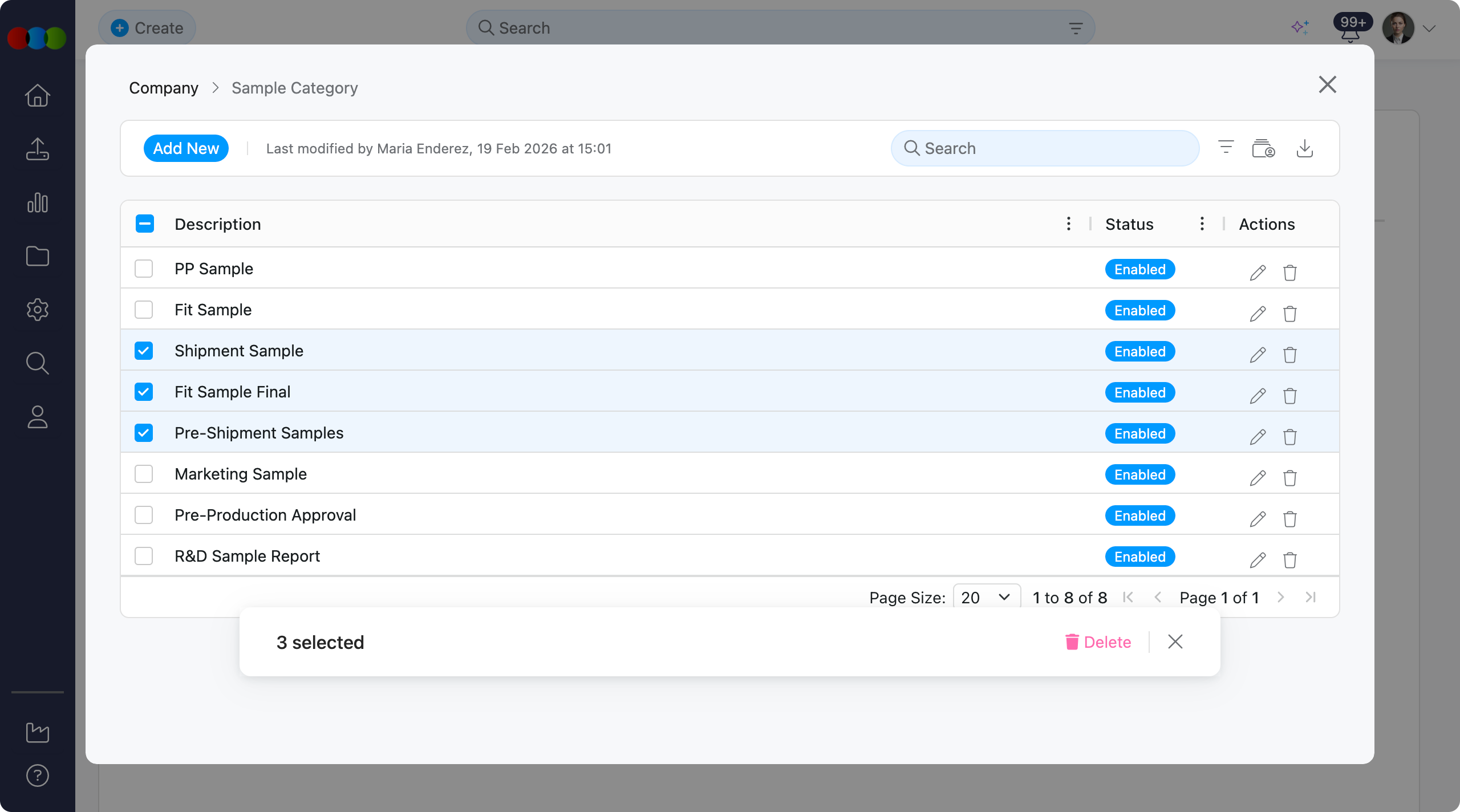 Bulk Delete Sample Category