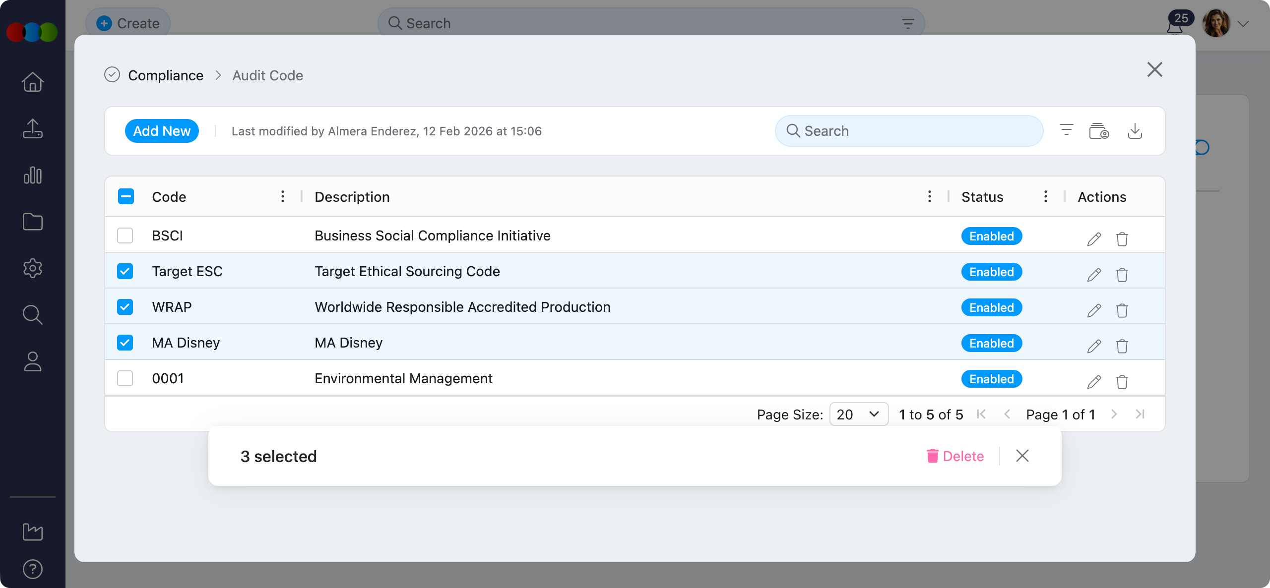 Bulk Delete Audit Code