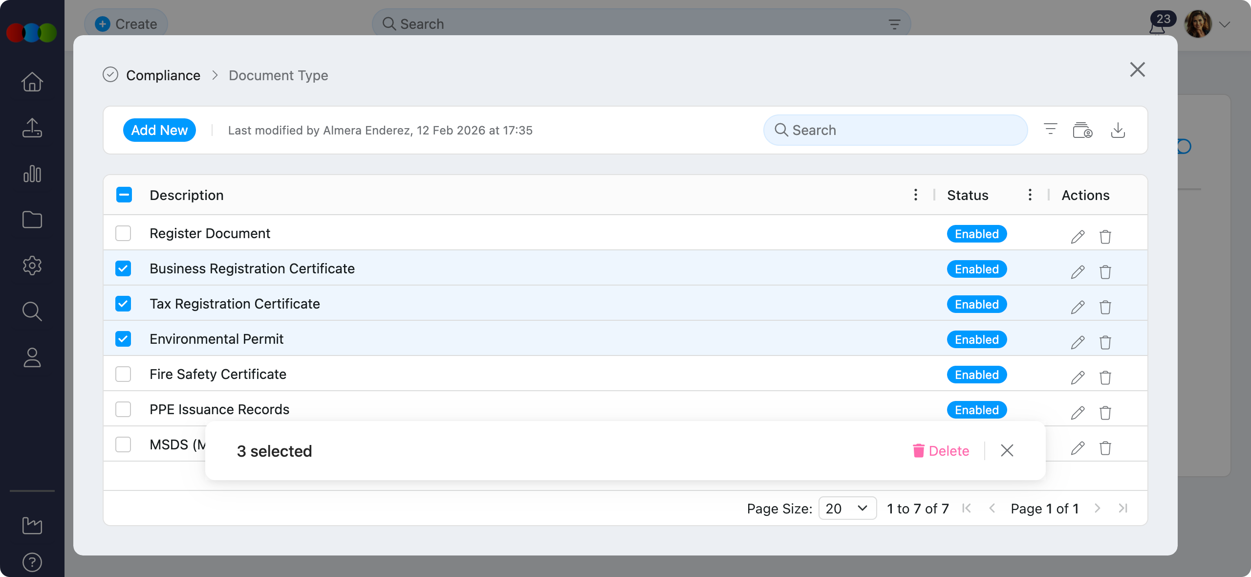 Bulk Delete Document Type