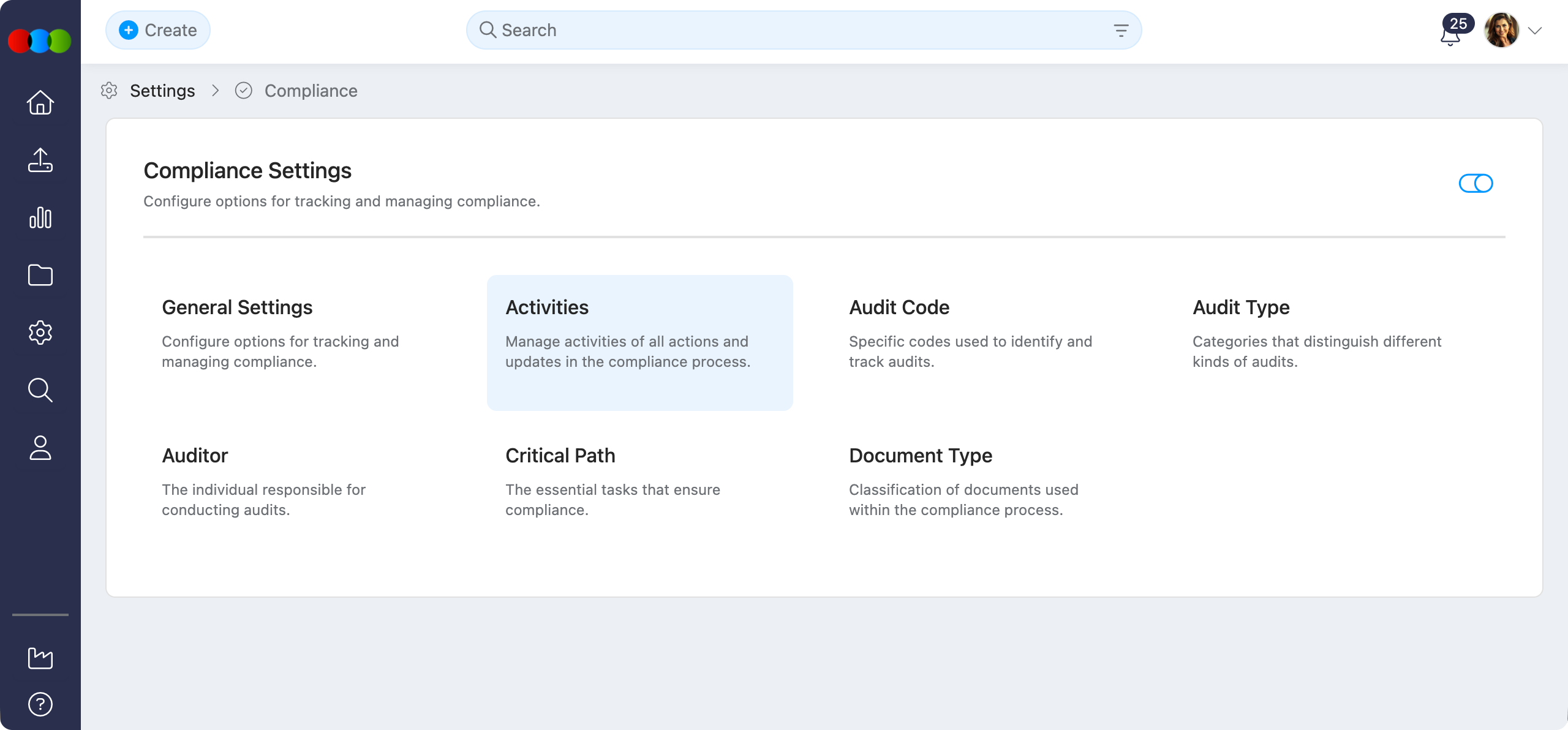 Compliance > Activities