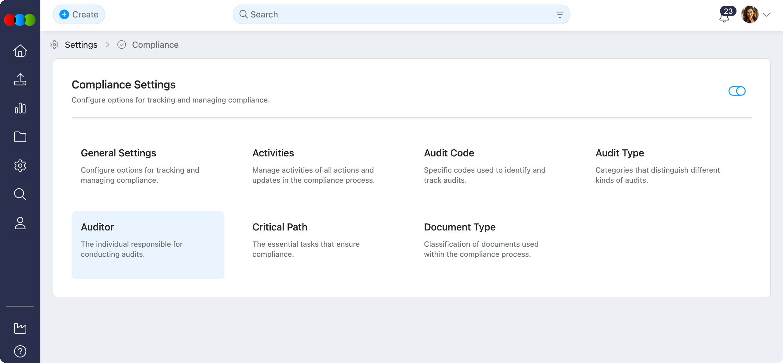 Compliance > Auditor
