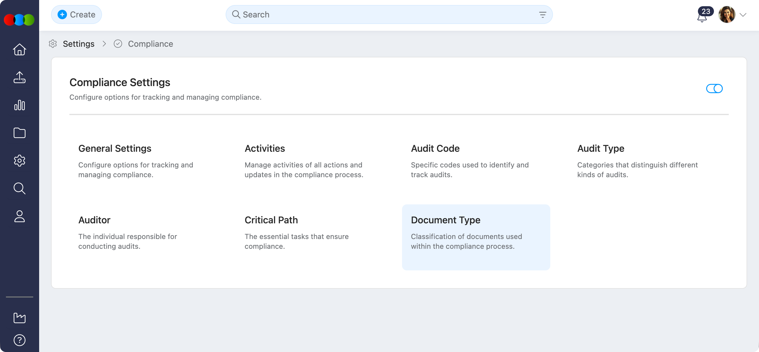 Compliance > Document Types