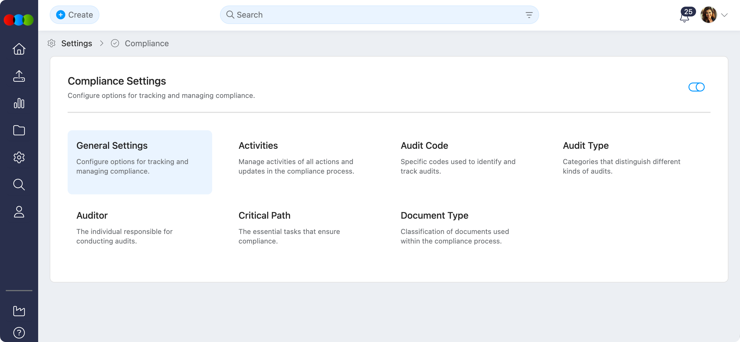 Compliance > General Settings