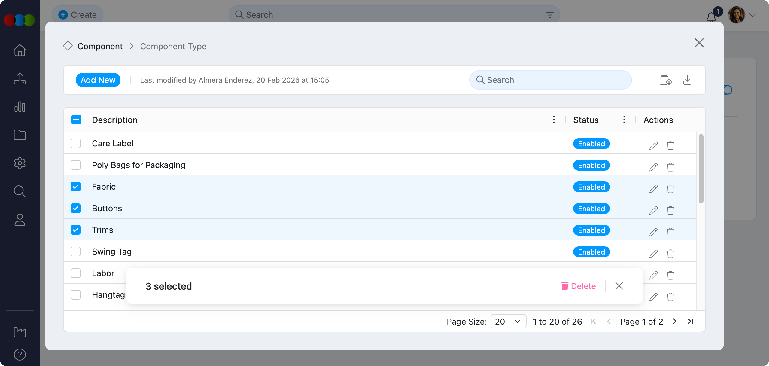 Bulk Delete Component Type