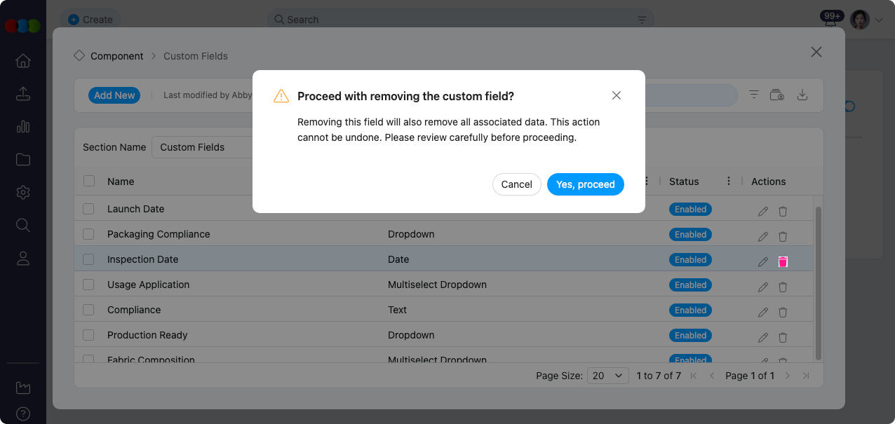 Single Delete Custom Field