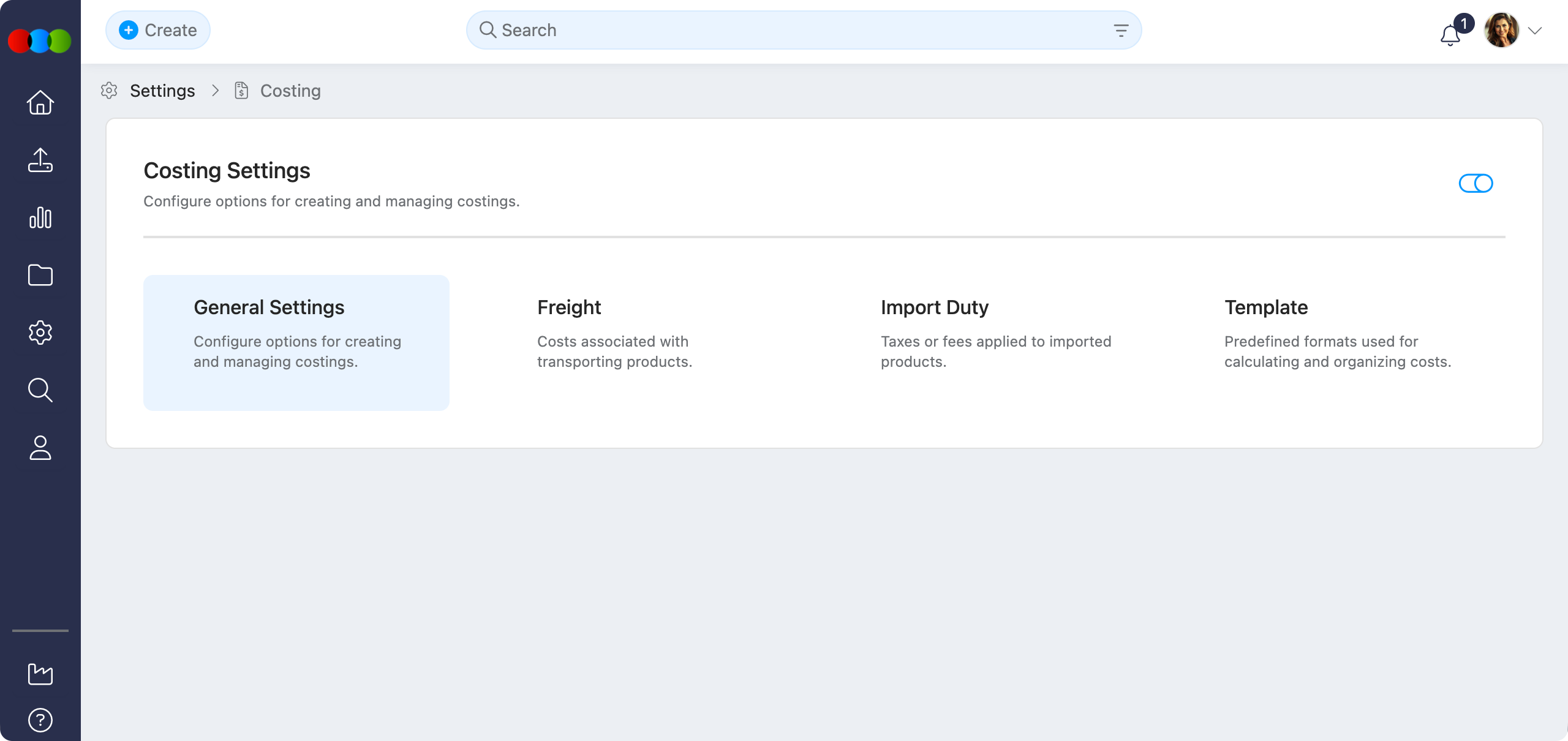 Costing General Settings