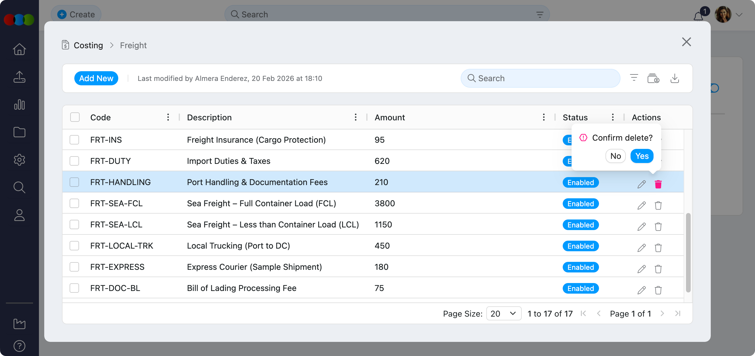 Single Delete Freight