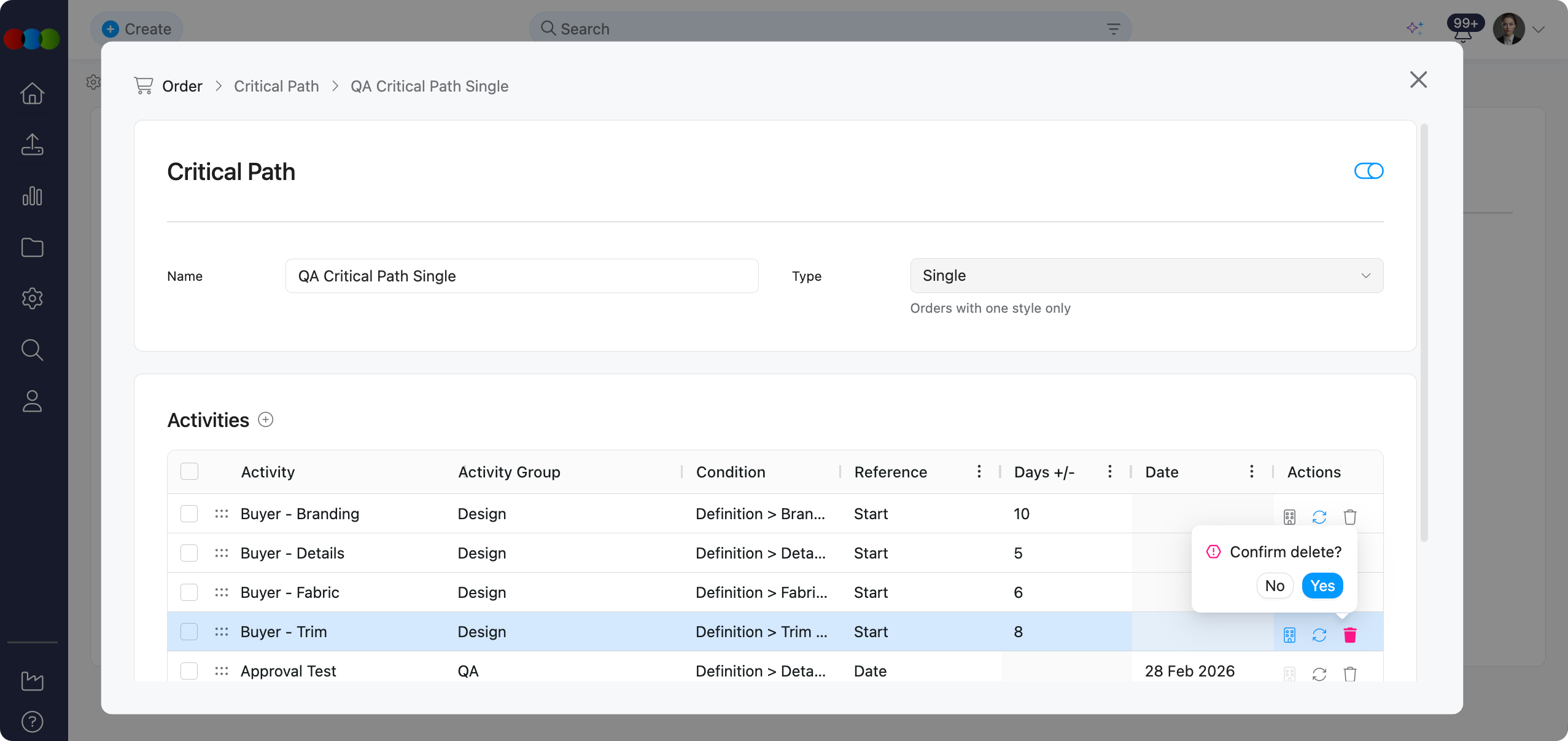 Single Delete Activity