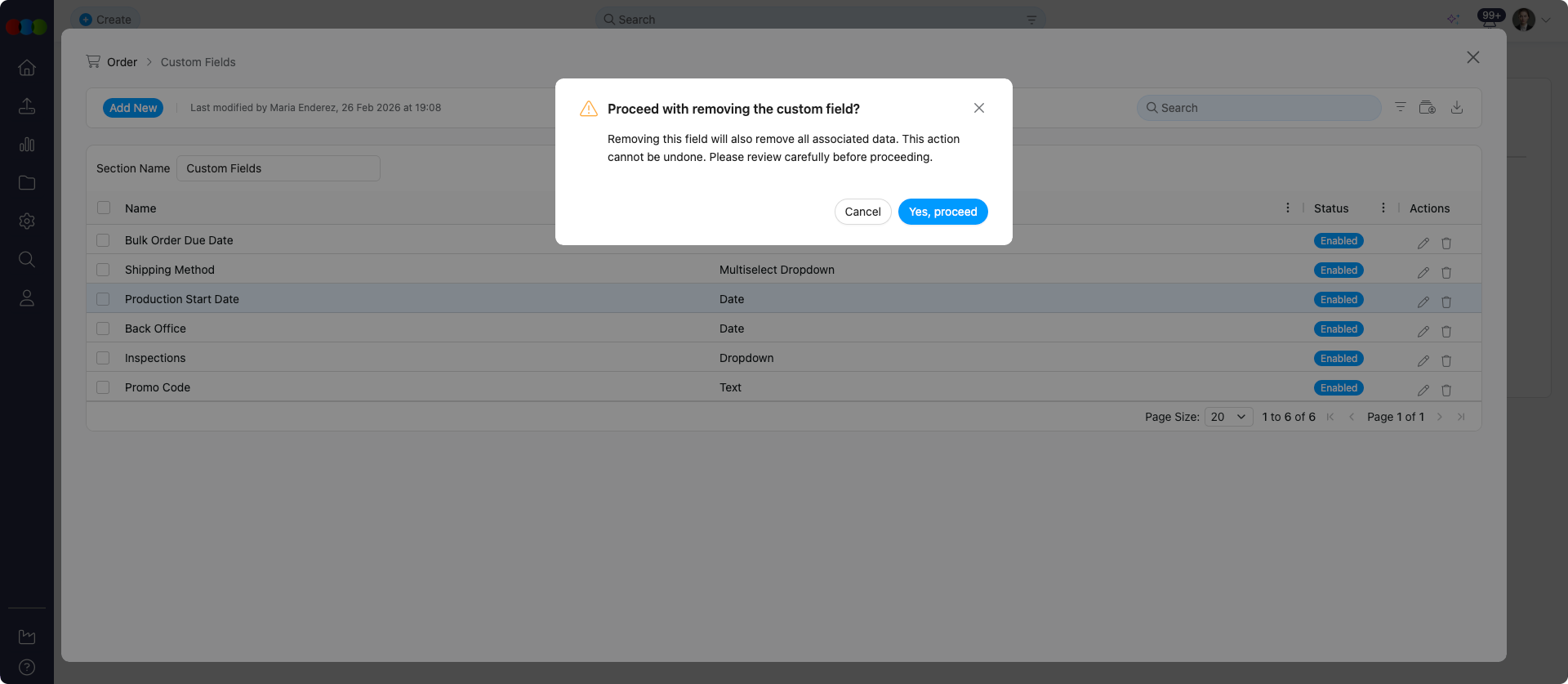 Single Delete Custom Field