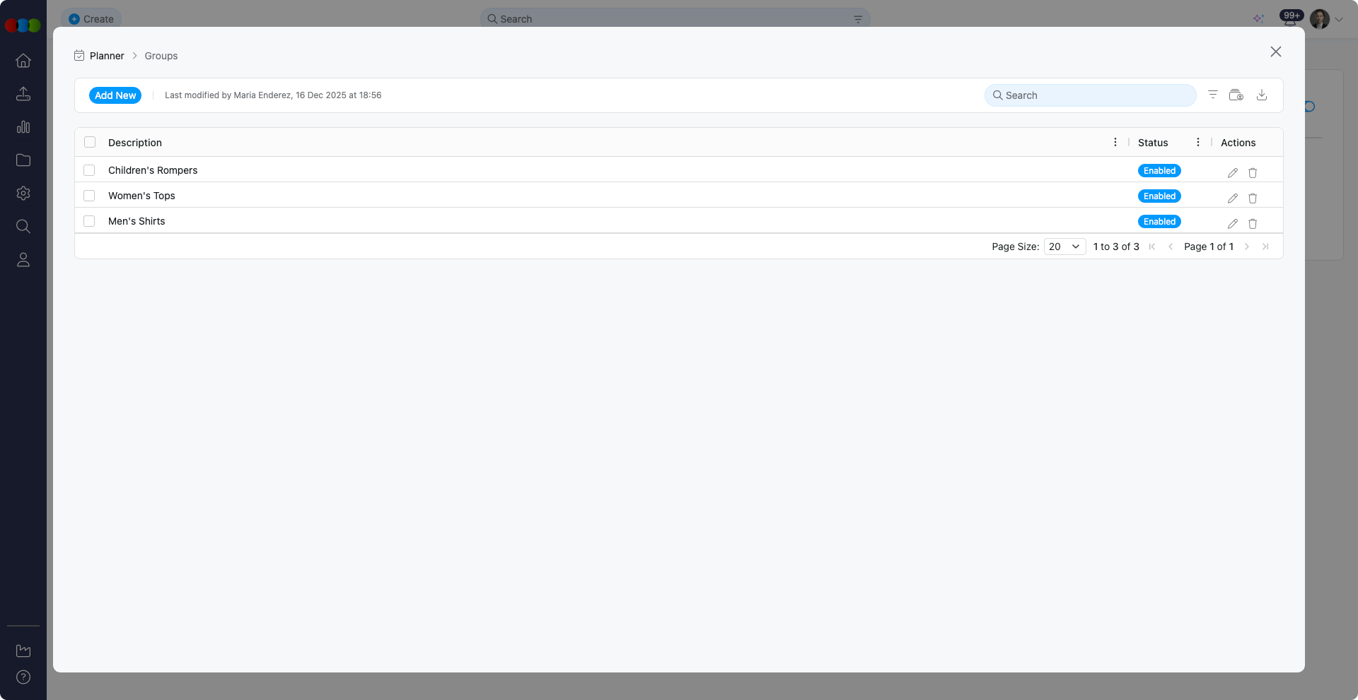 Planner > Groups Configuration