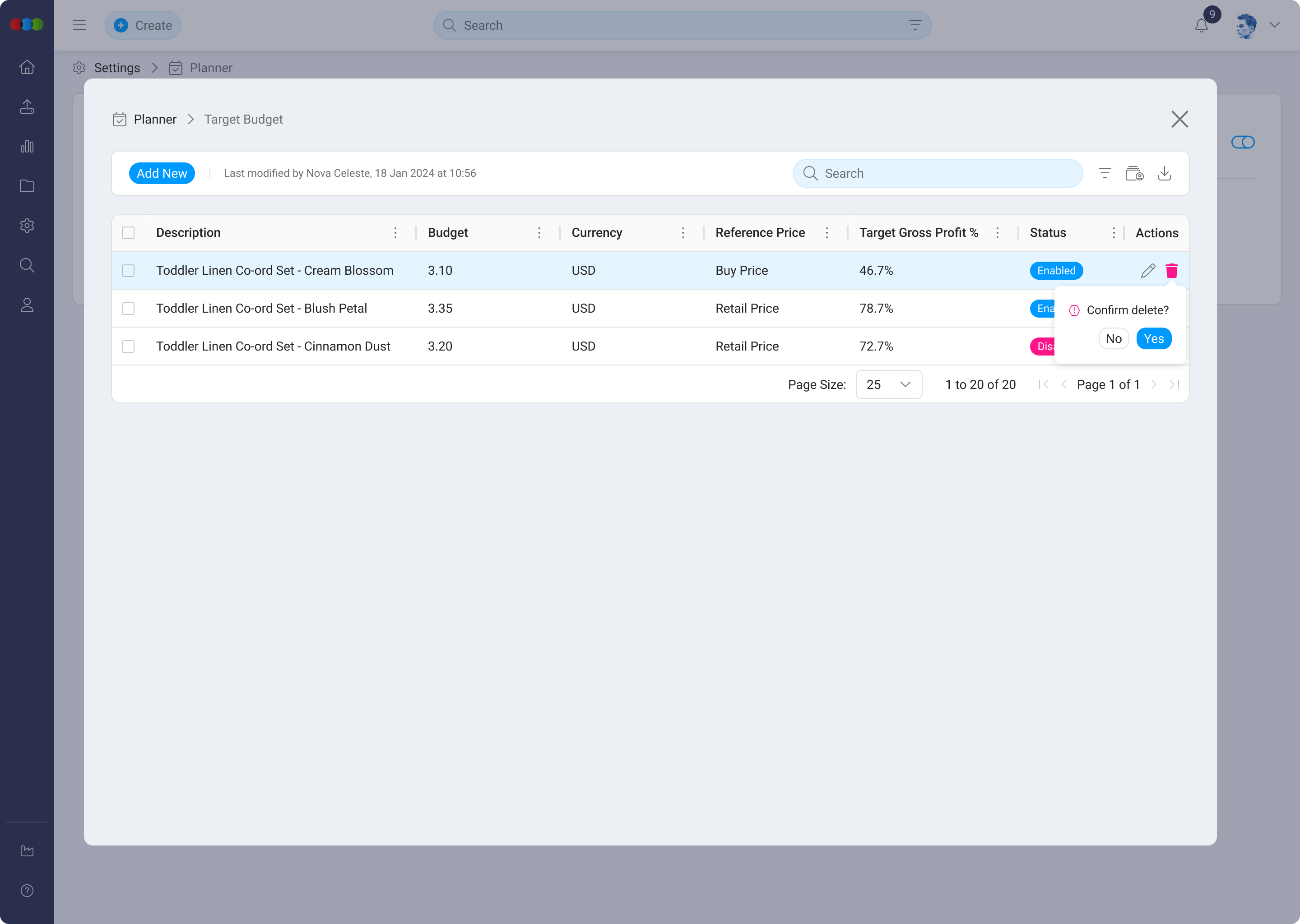 Single Delete Target Budget