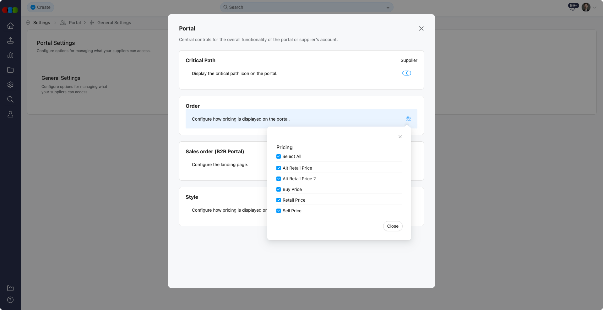 General Settings > Order