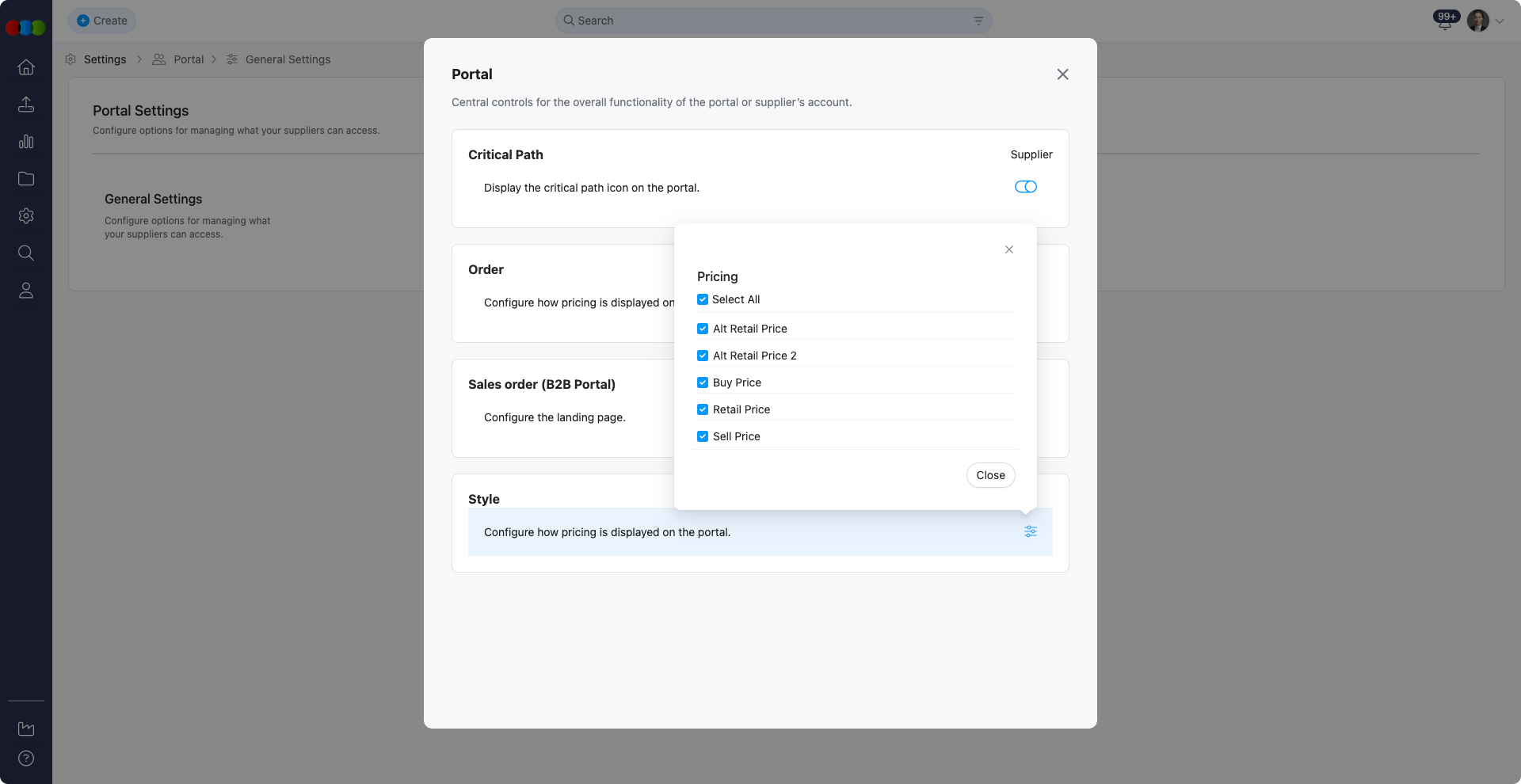 General Settings > Style