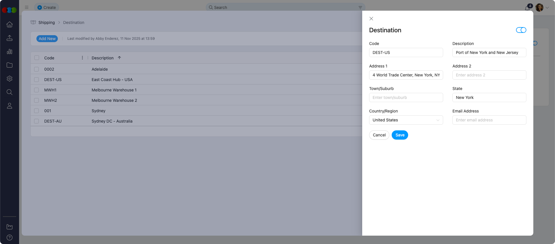 Add or Edit Destination
