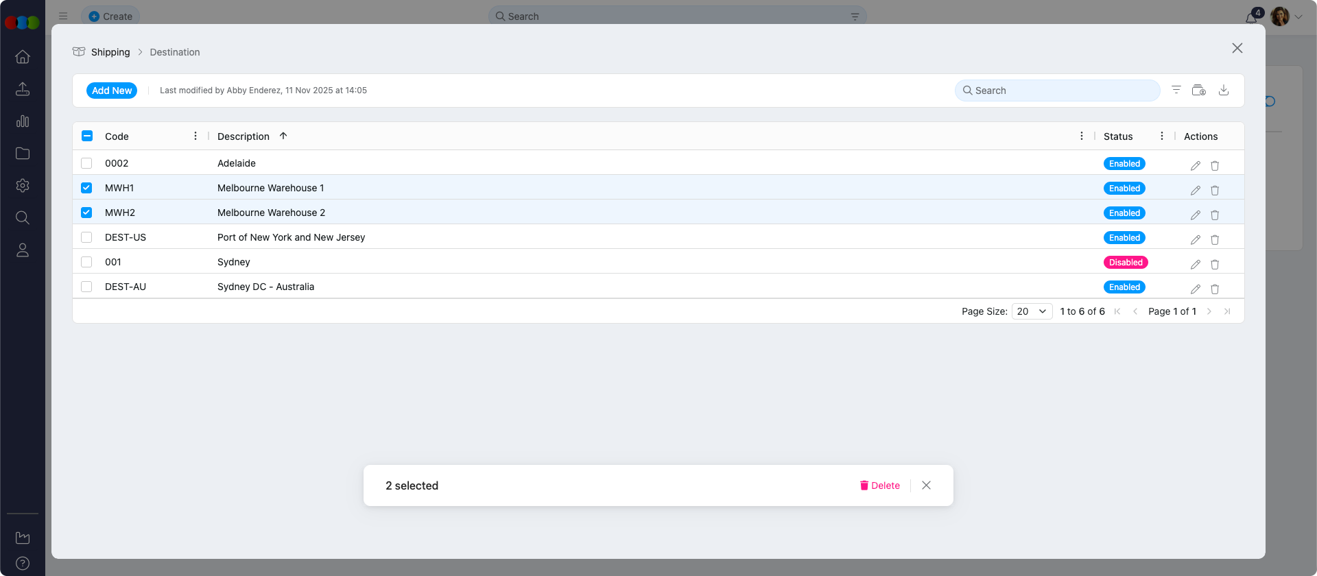 Bulk Delete Destination
