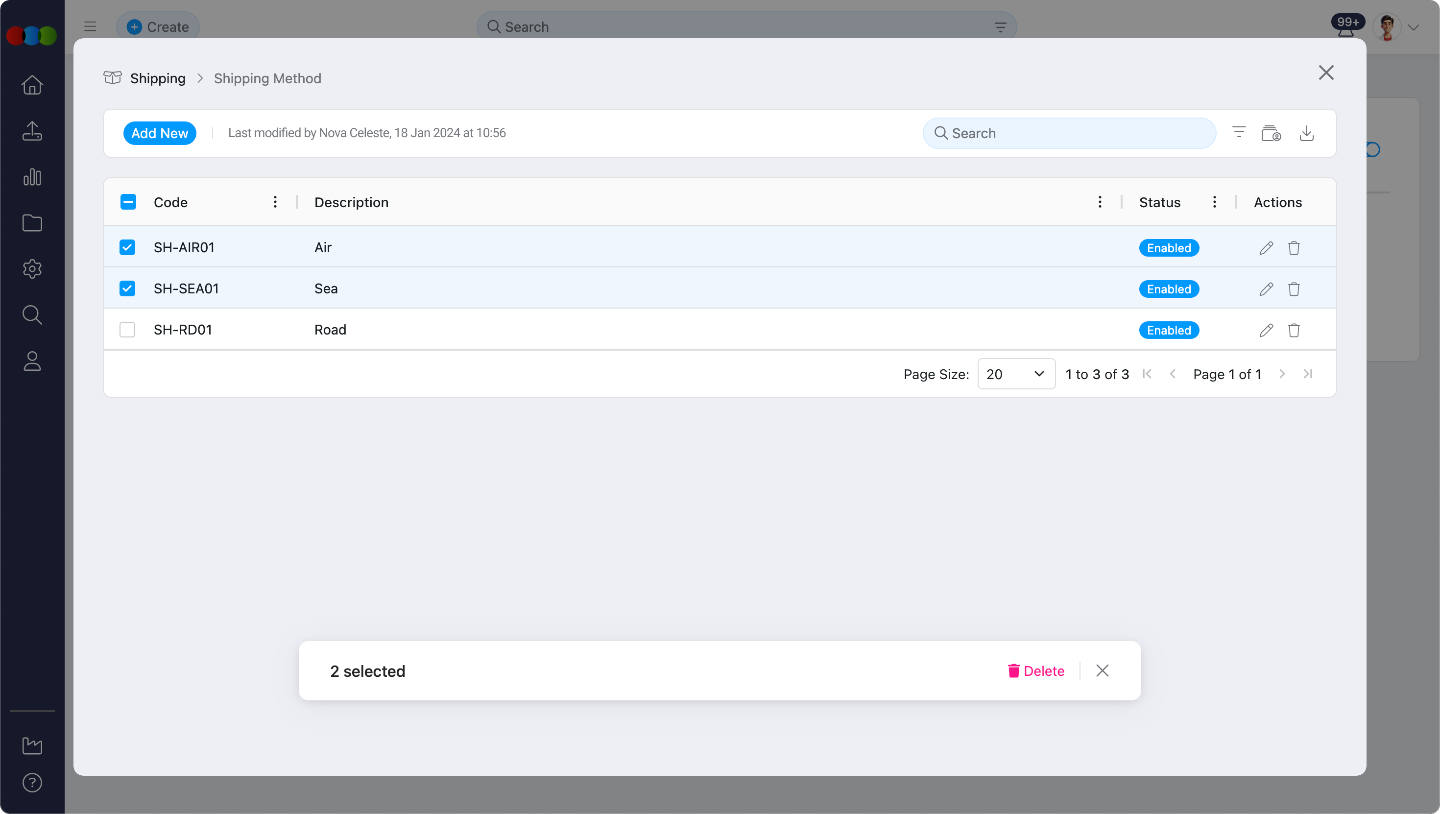 Bulk Delete Shipping Method