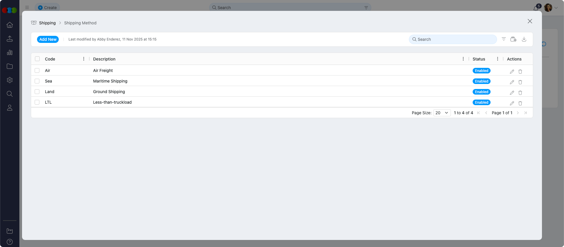 Shipping > Shipping Method View