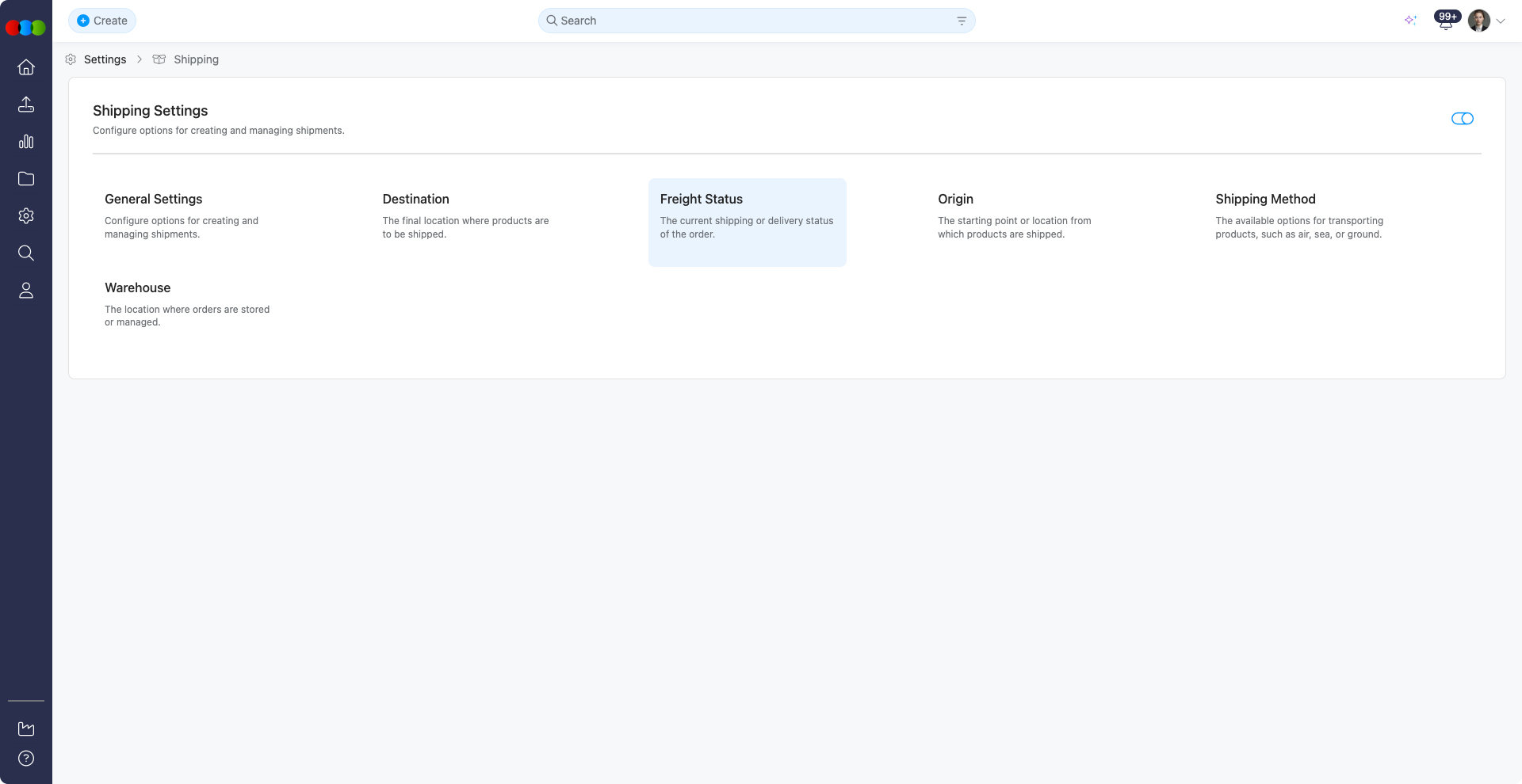 Shipping > Freight Status