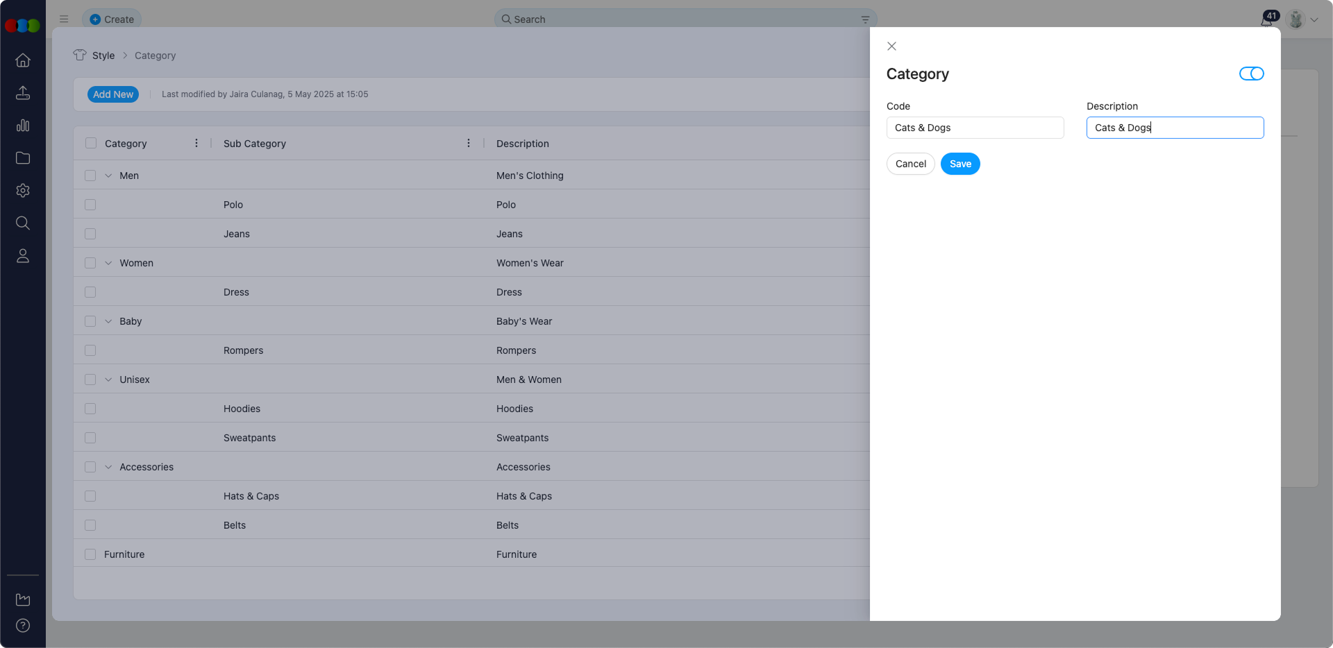 Add or Edit Category