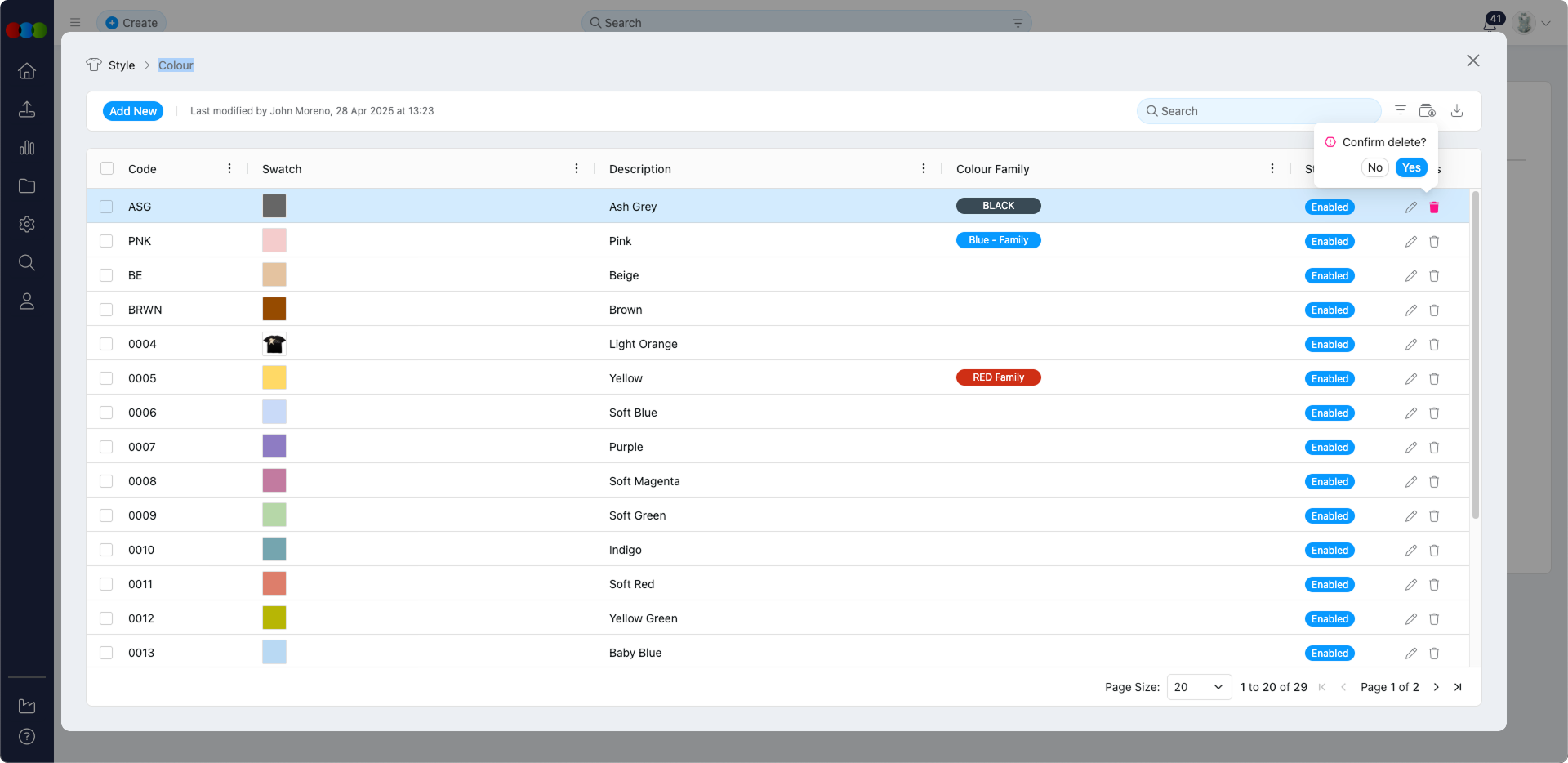 Single Delete Colour
