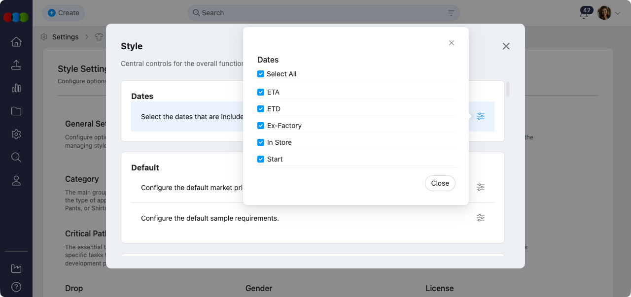 Style > General Settings > Dates