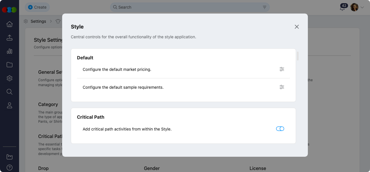 Style > General Settings > Default