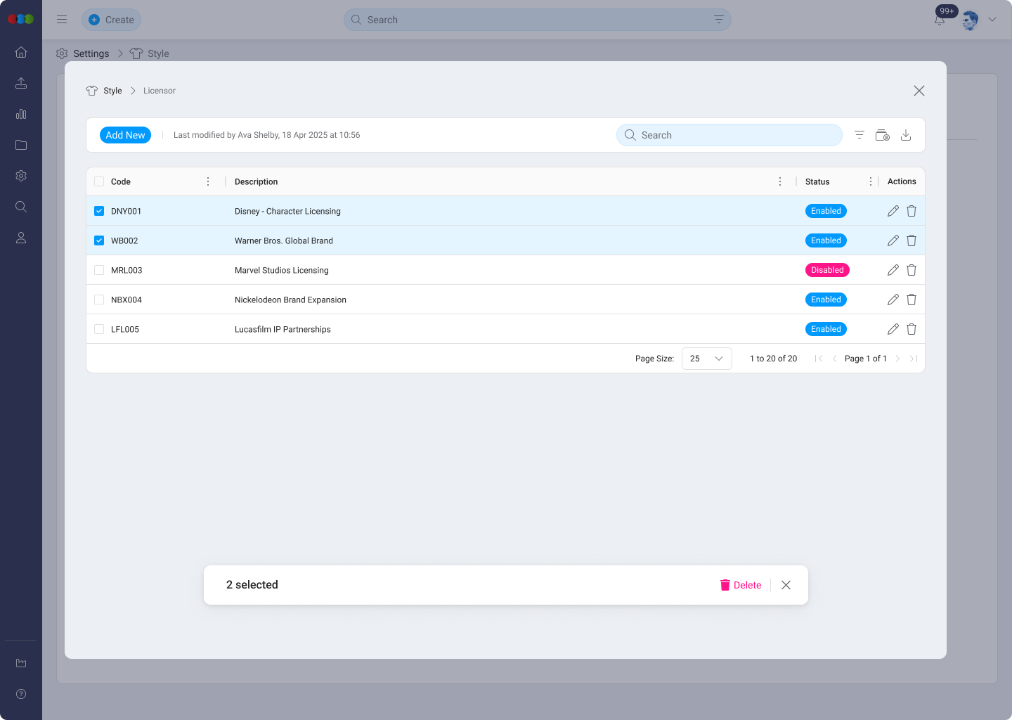 Bulk Delete Licensor