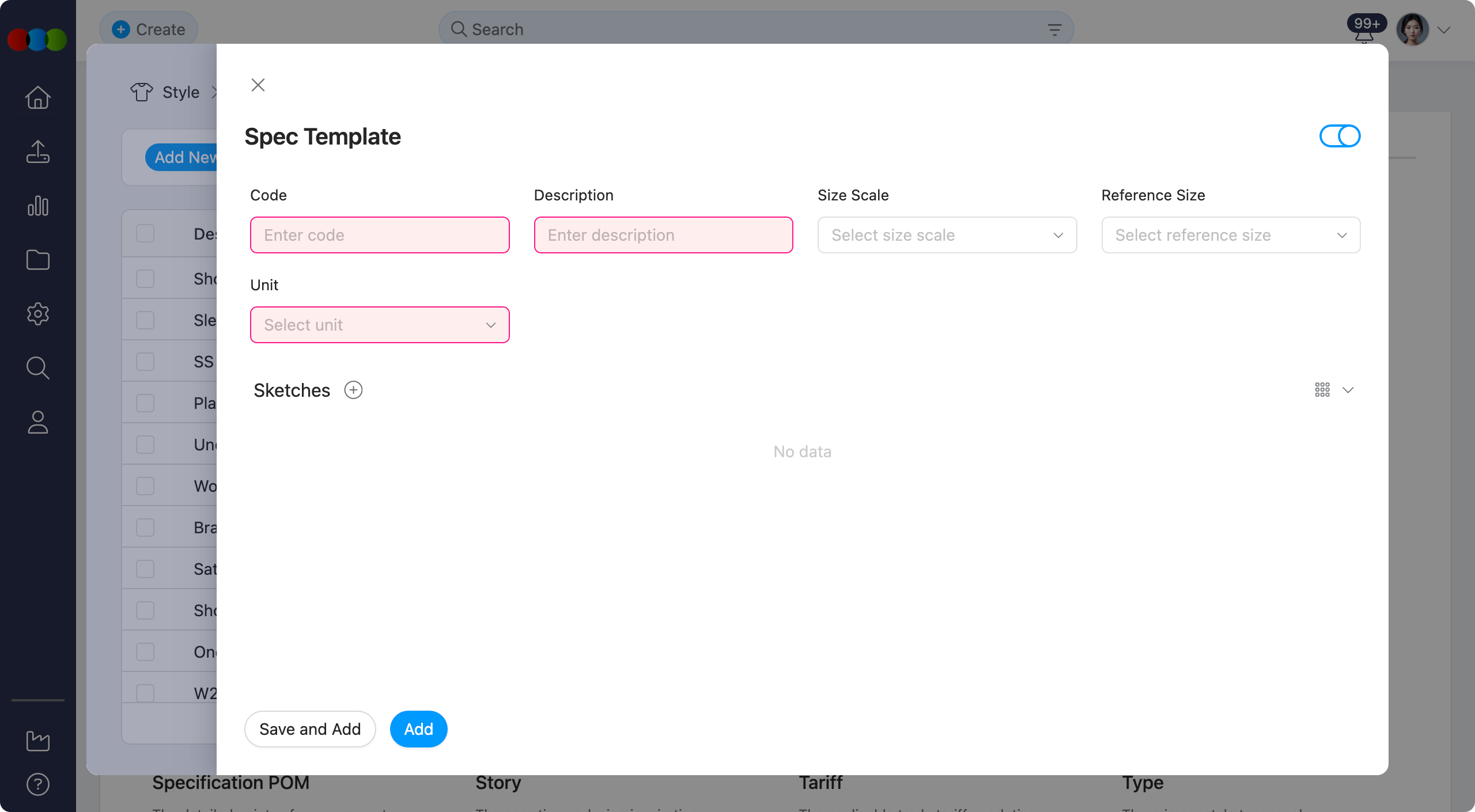 Add Specification Template