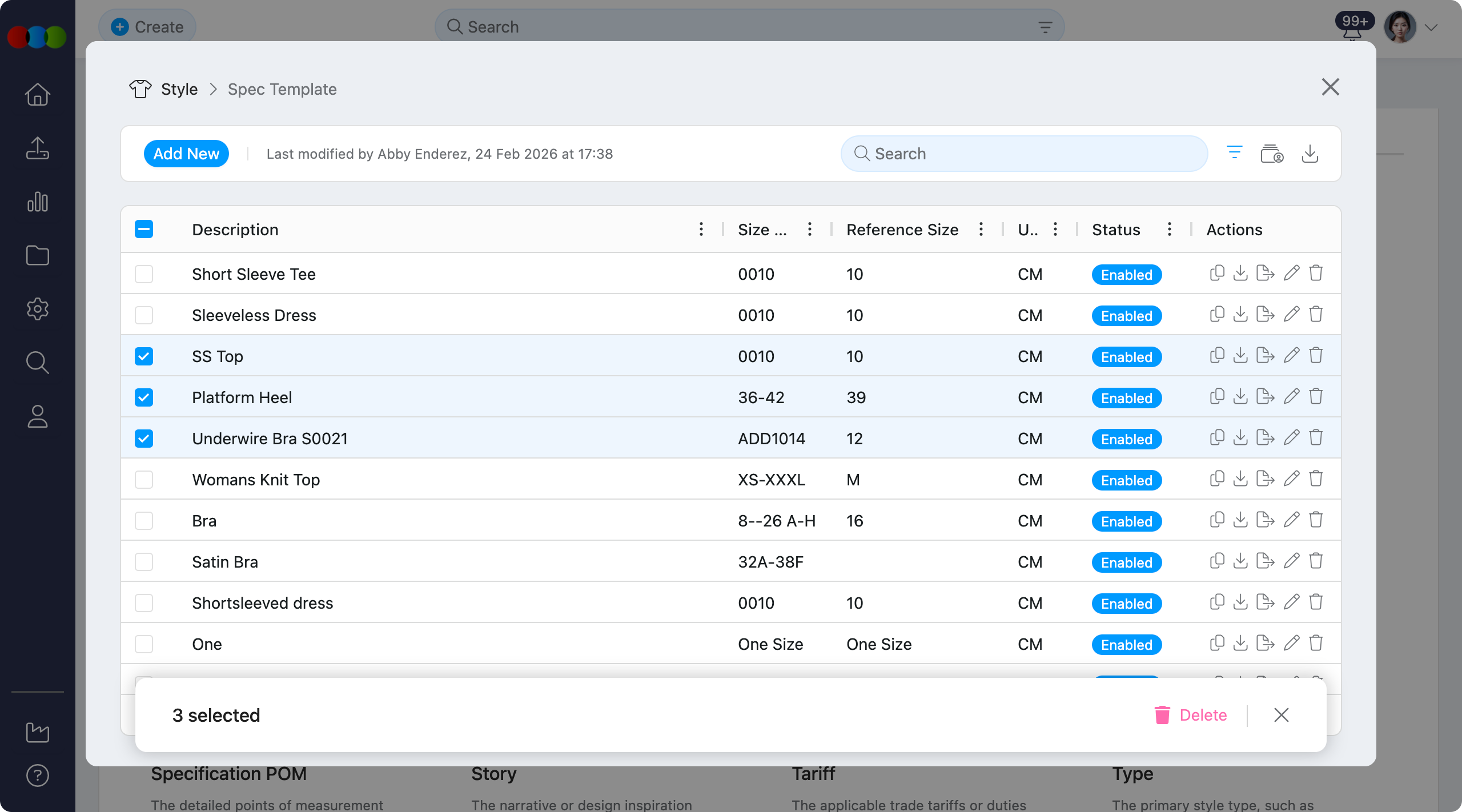 Bulk Delete Specification Templates