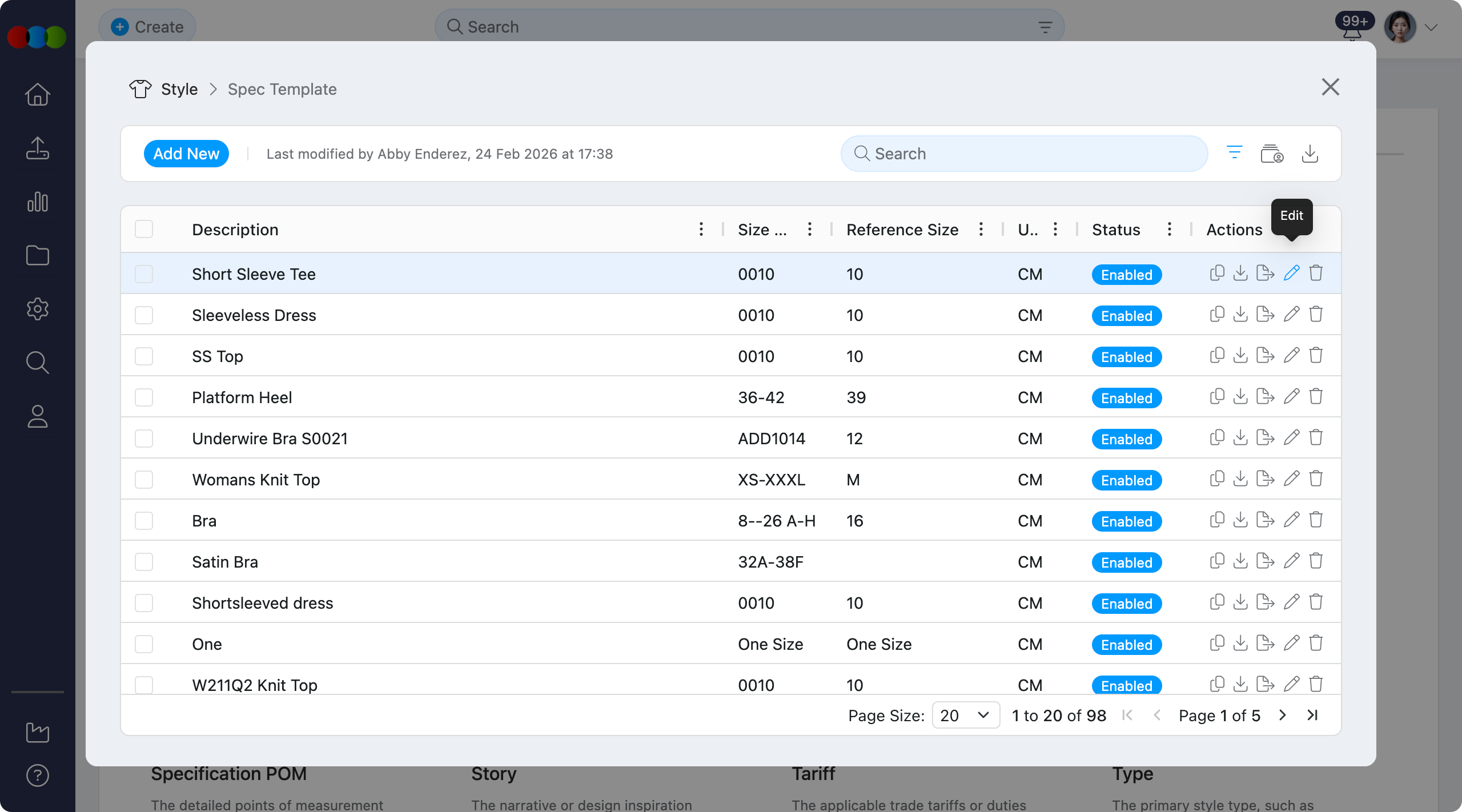 Edit Specification Template