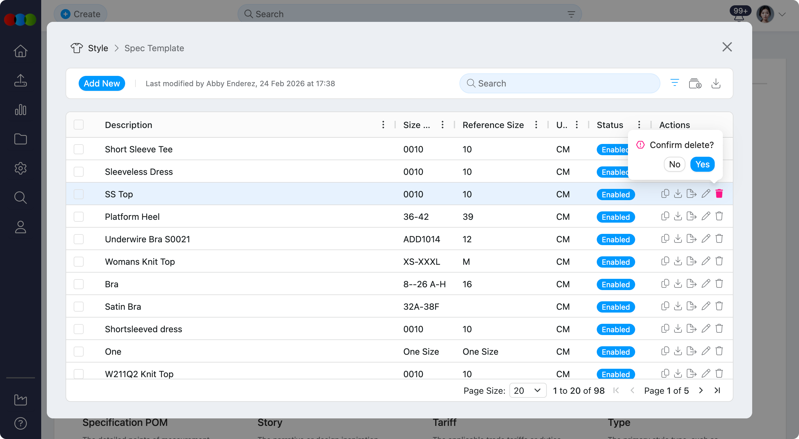 Single Delete Specification Template