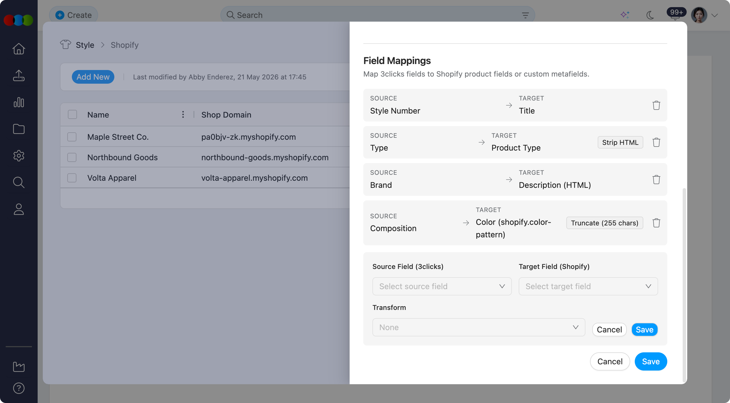 Shopify > Field Mappings