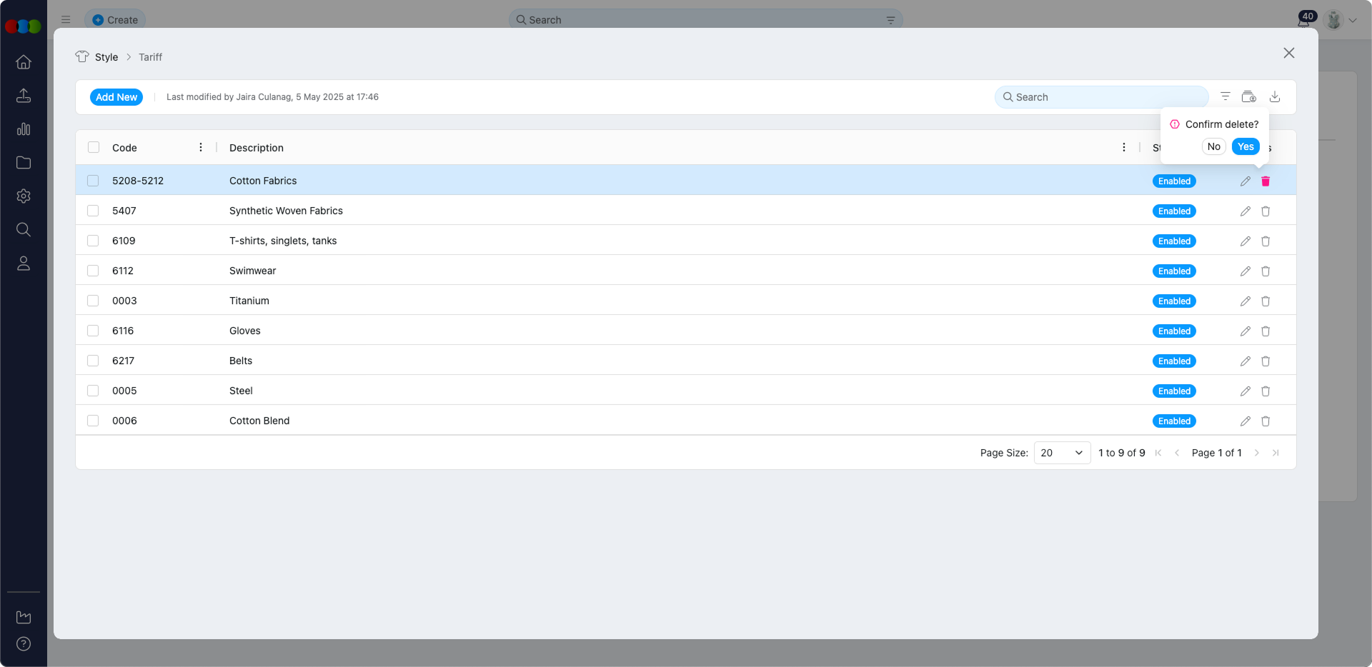Single Delete Tariff