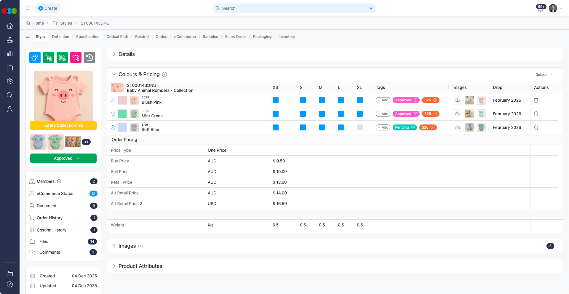 Colours & Pricing > Images