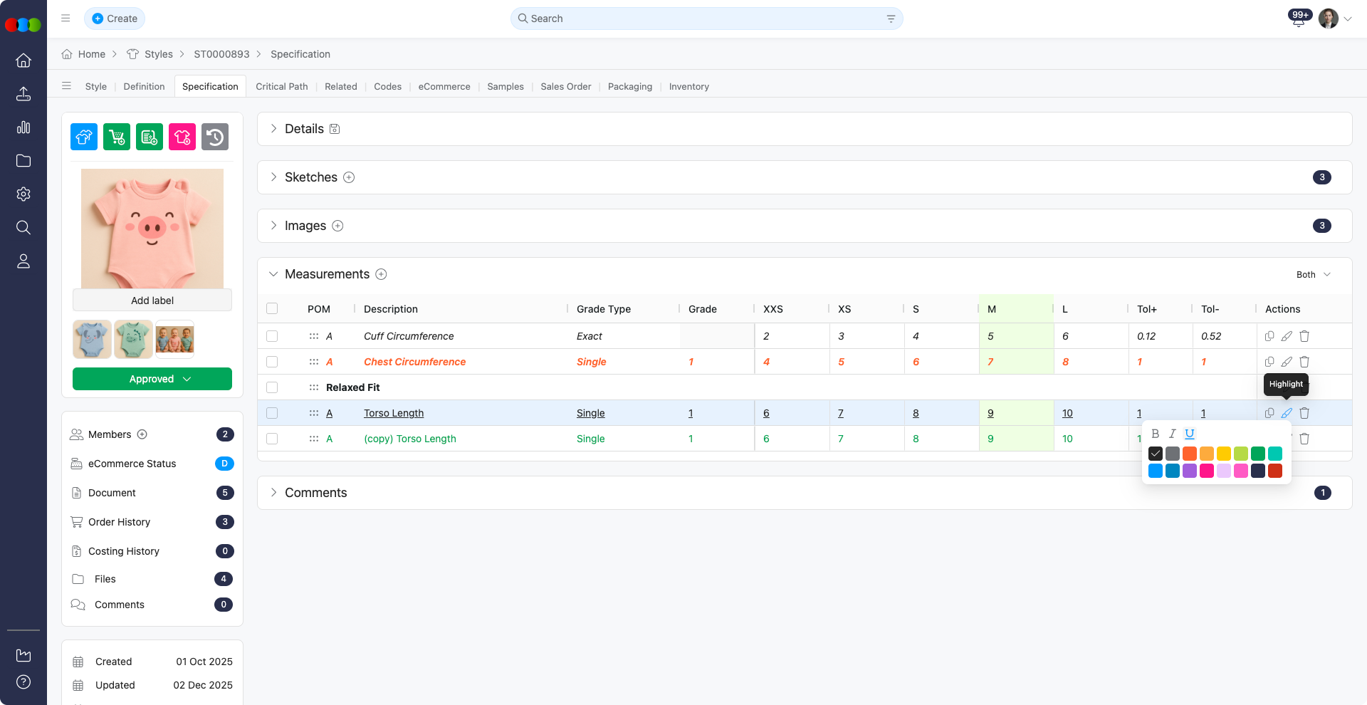 Specification > Measurements