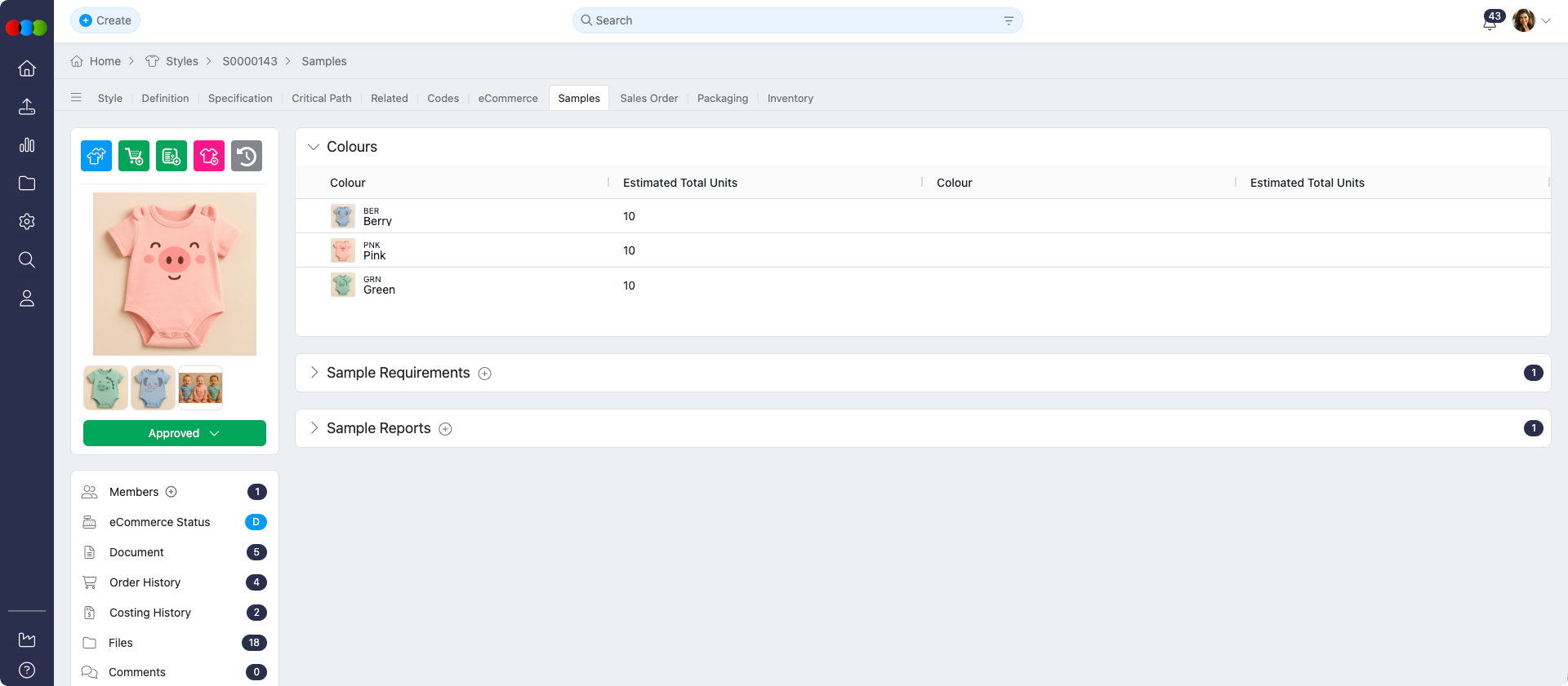 Sample Colours Overview