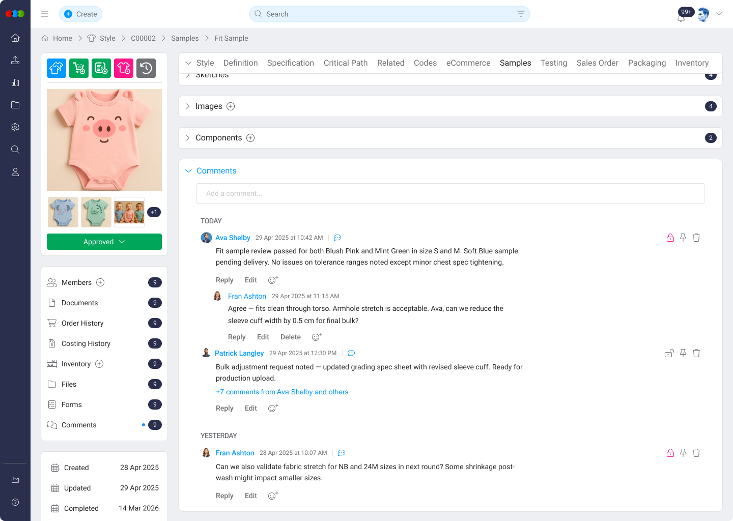 Sample Report Comments