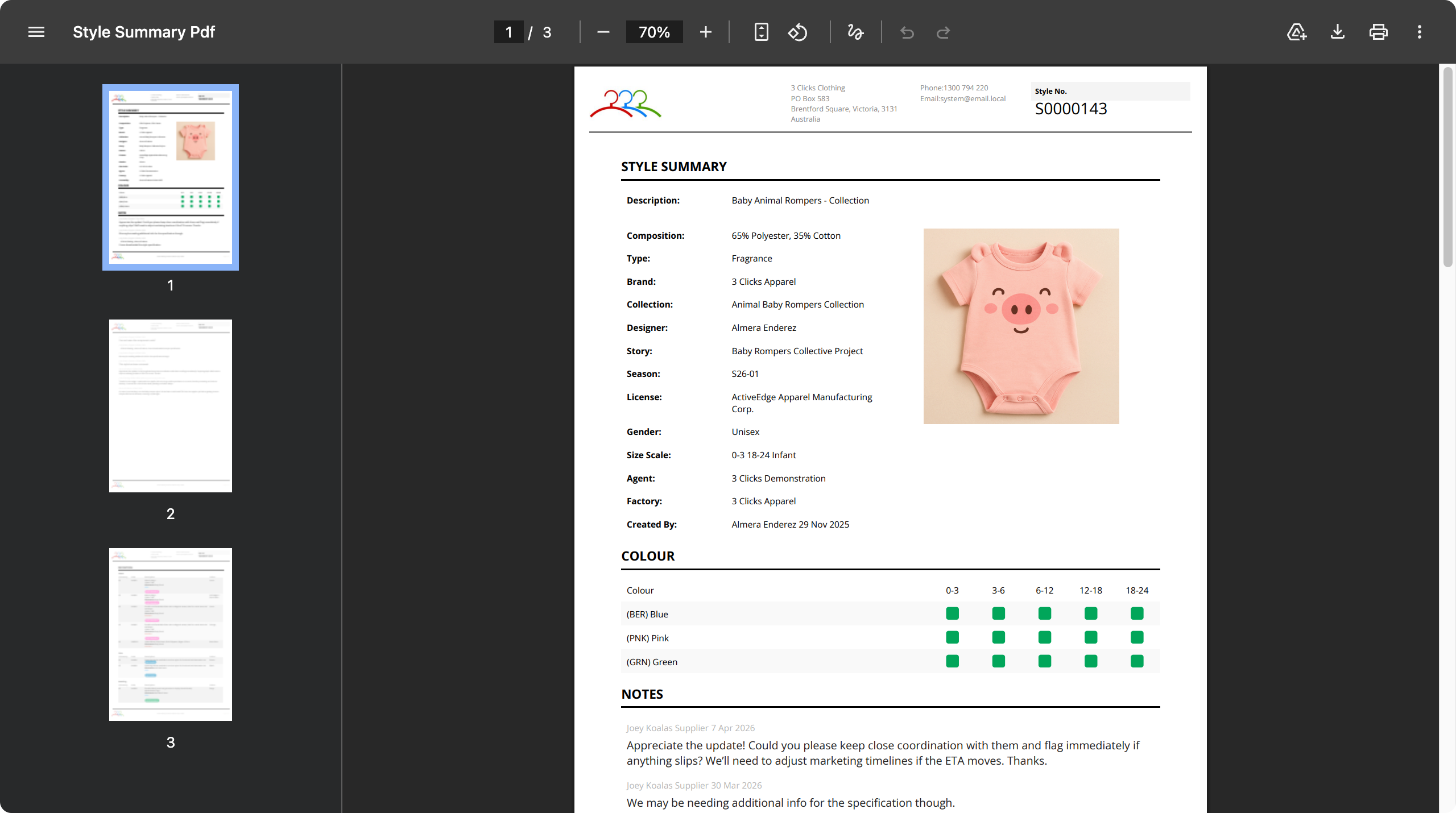 Style > Document > Style Summary
