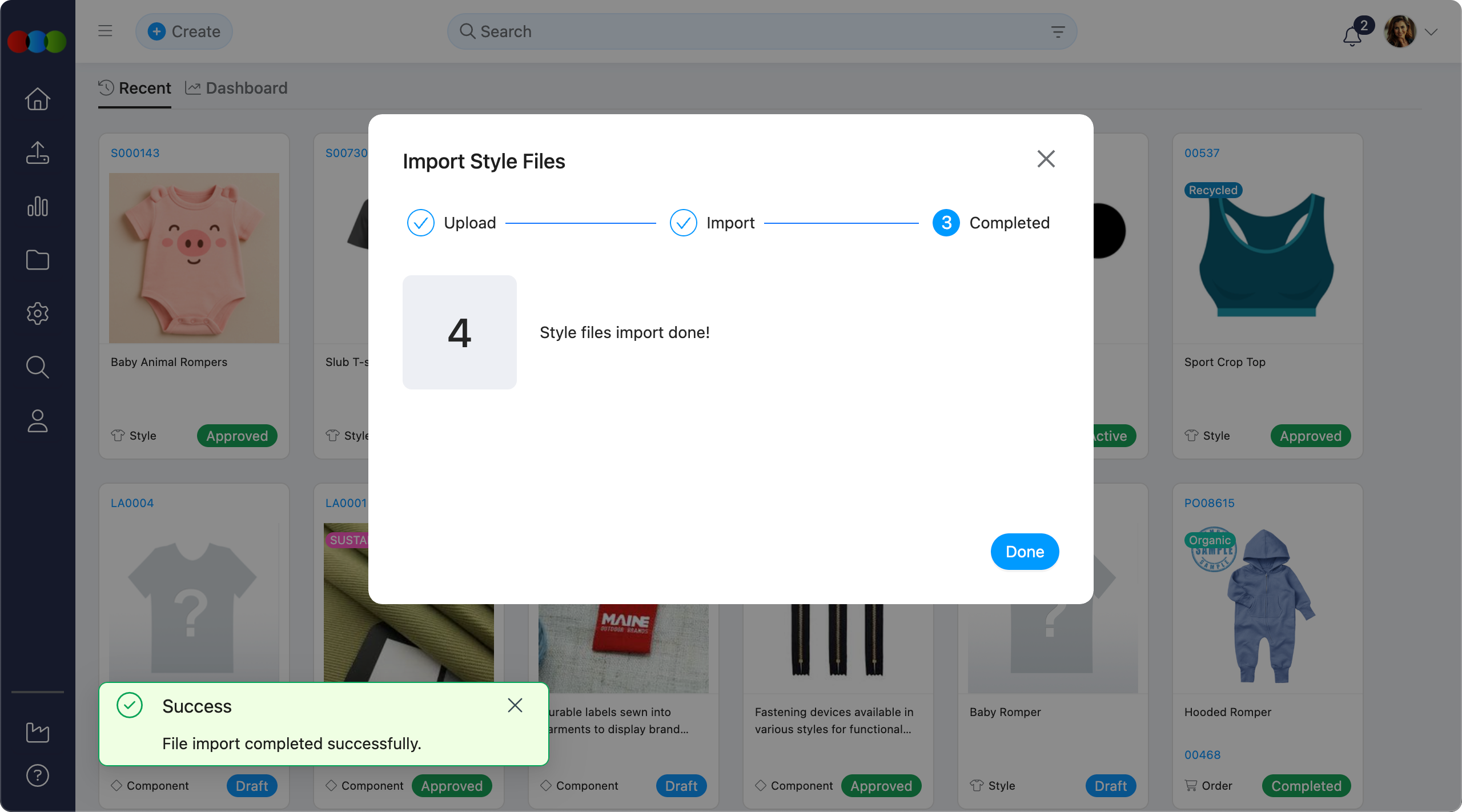 Import Style Files Success