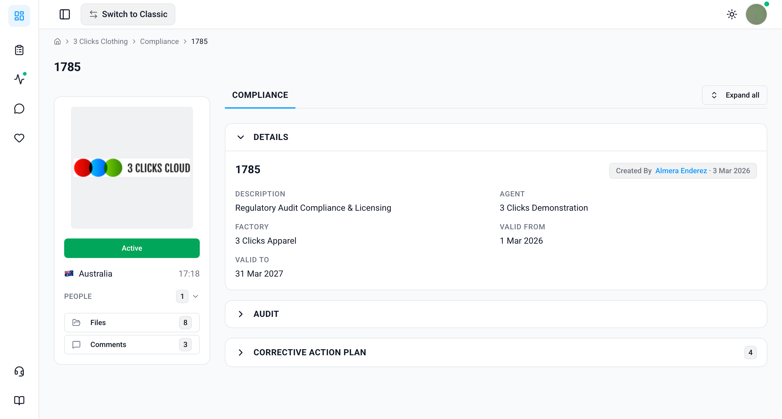 Supplier Portal > Compliance > Details