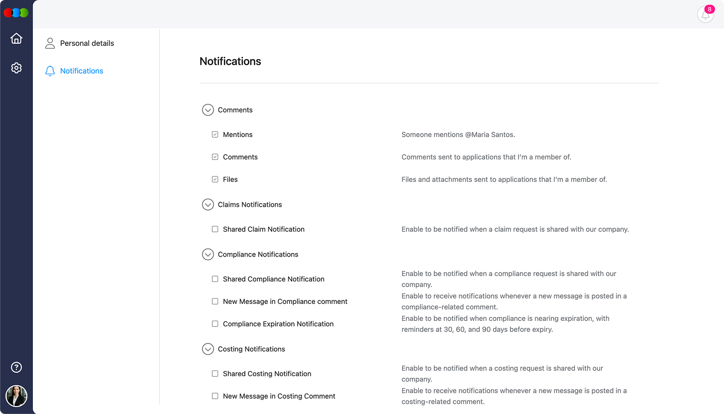 Supplier Portal Notifications