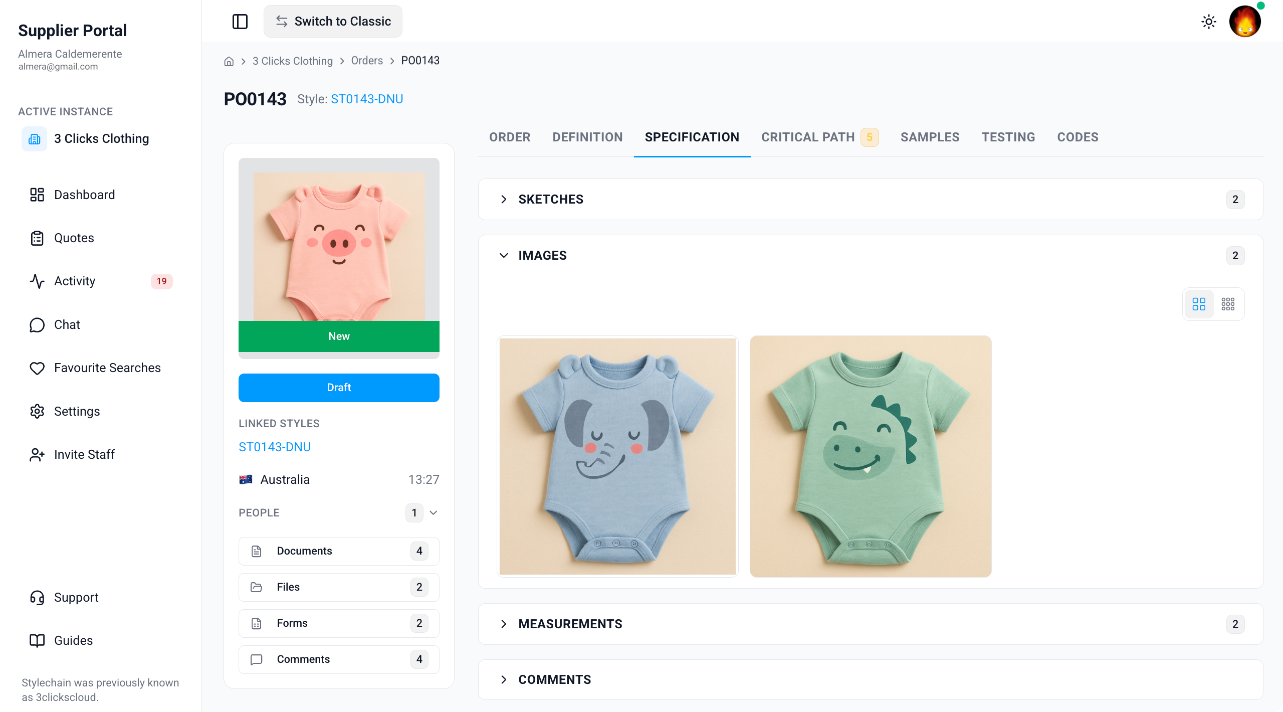 Supplier Portal > Order > Specification > Images