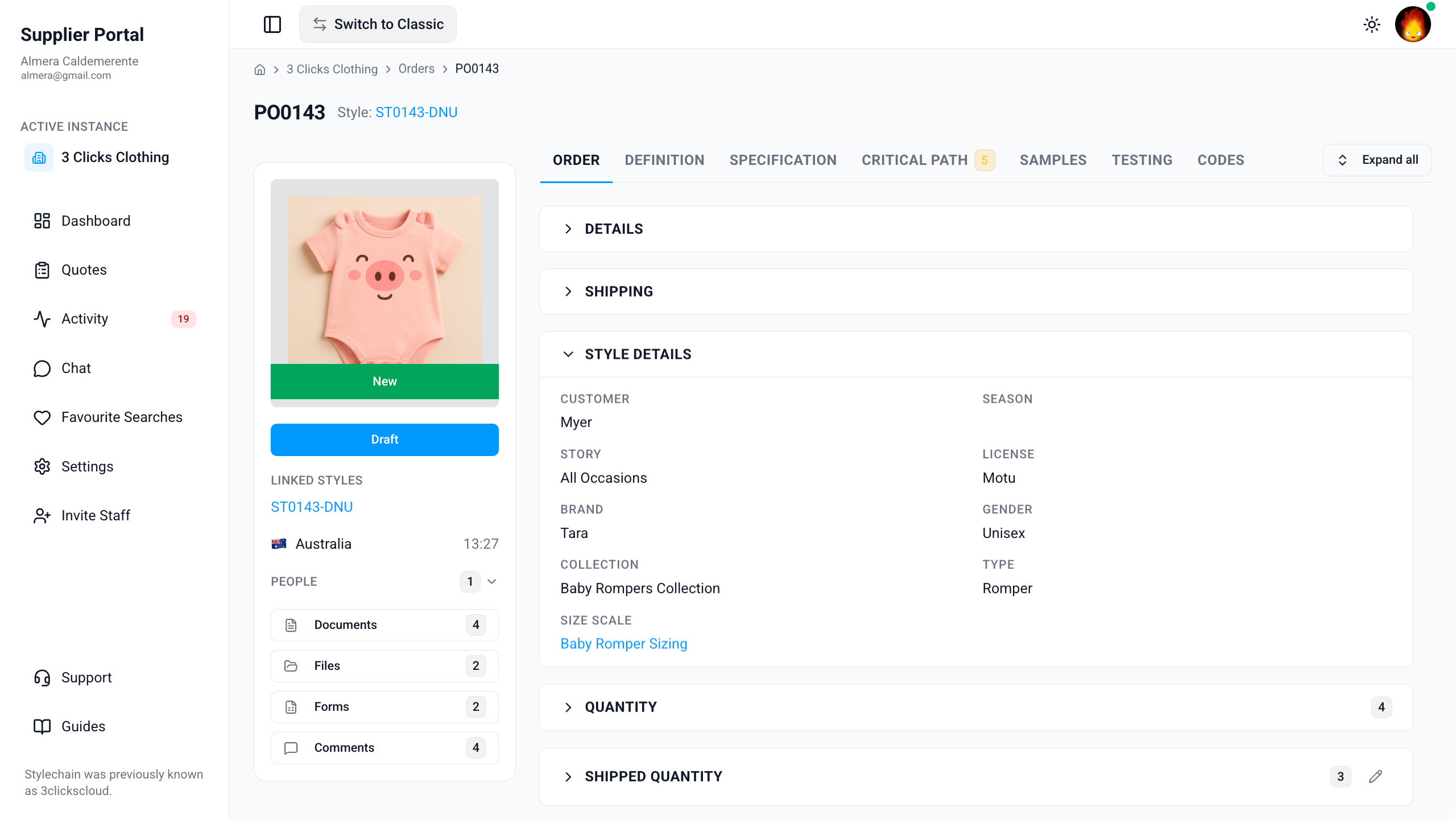 Supplier Portal > Orders > Style Details
