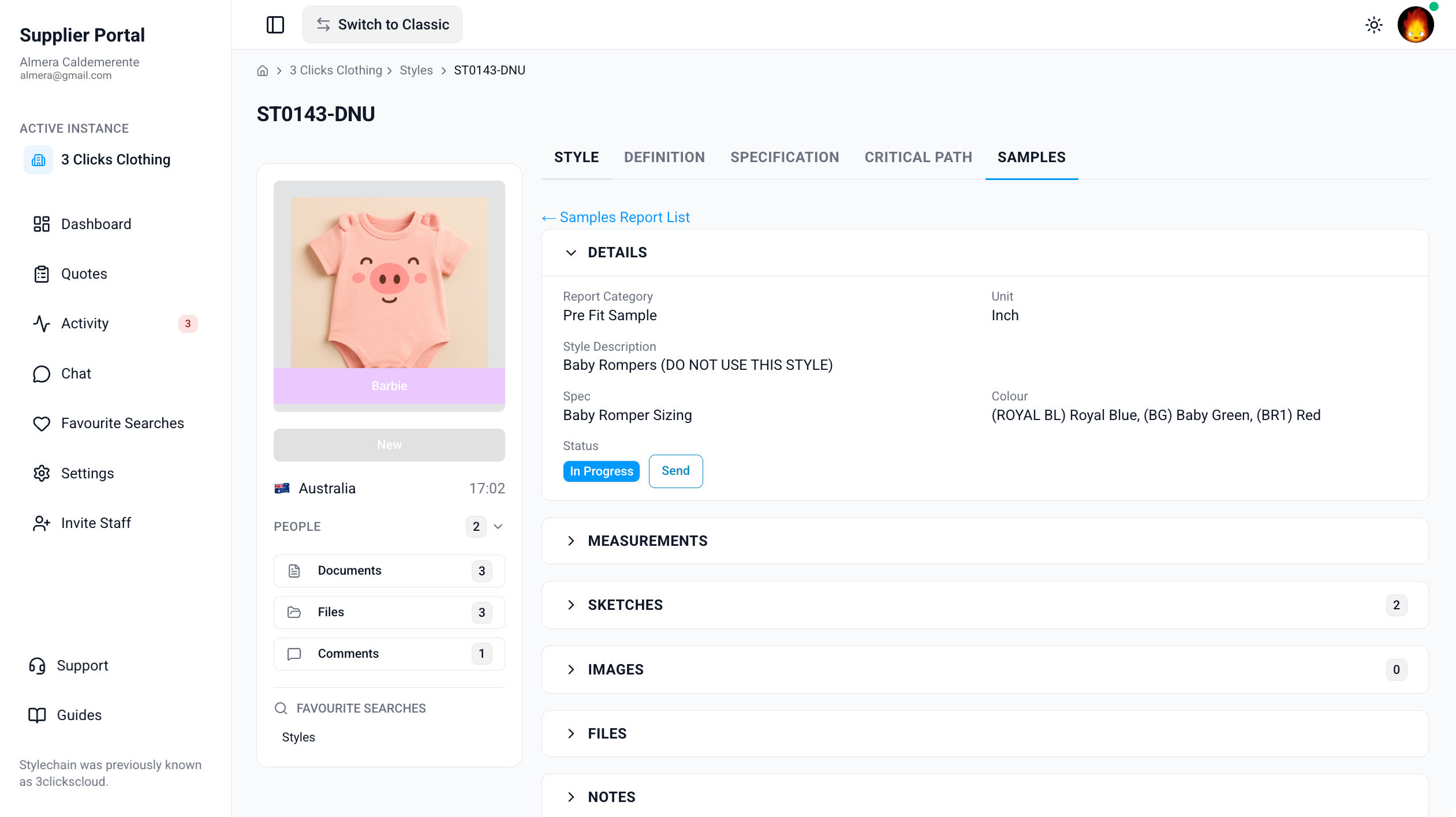 Style > Samples > Sample Reports > Edit Sample Report